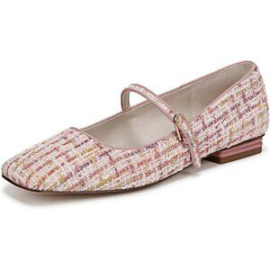 Franco Sarto Womens Pink Tweed Multi Faux Leather Tinsley Mary Jane Ballet Flats